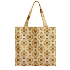 Flower Brown Star Rose Zipper Grocery Tote Bag by Mariart