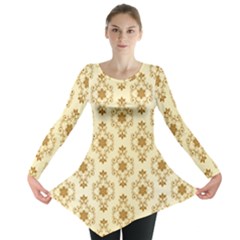 Flower Brown Star Rose Long Sleeve Tunic 