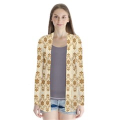 Flower Brown Star Rose Drape Collar Cardigan by Mariart