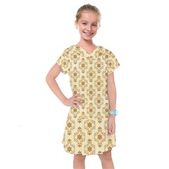 Flower Brown Star Rose Kids  Drop Waist Dress by Mariart