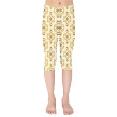 Flower Brown Star Rose Kids  Capri Leggings  by Mariart