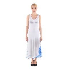 Flower Blue Sunflower Star Sexy Sleeveless Maxi Dress