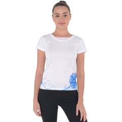 Flower Blue Sunflower Star Sexy Short Sleeve Sports Top 