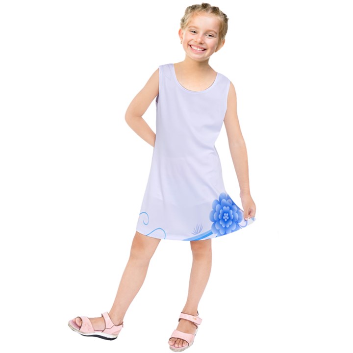 Flower Blue Sunflower Star Sexy Kids  Tunic Dress