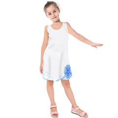 Flower Blue Sunflower Star Sexy Kids  Sleeveless Dress by Mariart