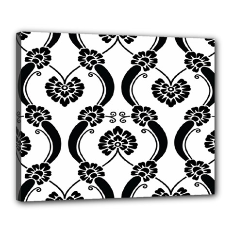 Flower Floral Black Sexy Star Black Canvas 20  X 16 