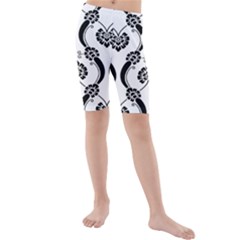 Flower Floral Black Sexy Star Black Kids  Mid Length Swim Shorts