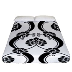 Flower Floral Black Sexy Star Black Fitted Sheet (queen Size)