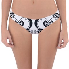 Flower Floral Black Sexy Star Black Reversible Hipster Bikini Bottoms