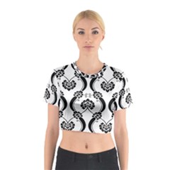 Flower Floral Black Sexy Star Black Cotton Crop Top