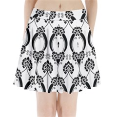 Flower Floral Black Sexy Star Black Pleated Mini Skirt