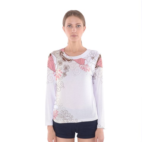 Flower Floral Rose Sunflower Star Sexy Pink Women s Long Sleeve Tee by Mariart