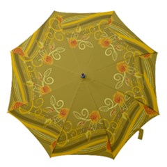 Flower Floral Yellow Sunflower Star Leaf Line Gold Hook Handle Umbrellas (small) by Mariart