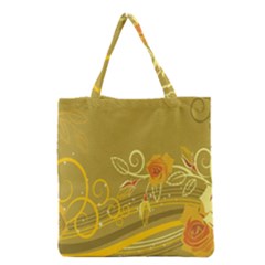 Flower Floral Yellow Sunflower Star Leaf Line Gold Grocery Tote Bag by Mariart