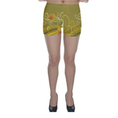 Flower Floral Yellow Sunflower Star Leaf Line Gold Skinny Shorts by Mariart