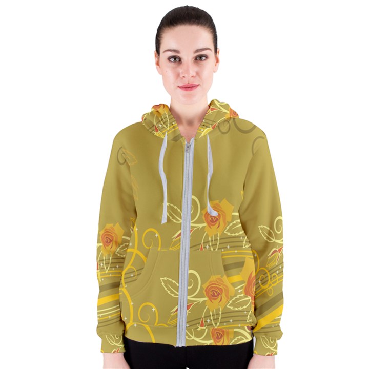 Flower Floral Yellow Sunflower Star Leaf Line Gold Women s Zipper Hoodie