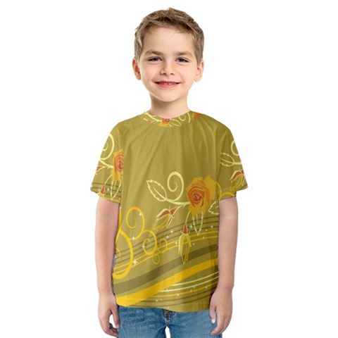 Flower Floral Yellow Sunflower Star Leaf Line Gold Kids  Sport Mesh Tee by Mariart