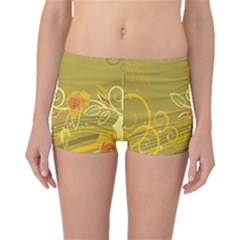 Flower Floral Yellow Sunflower Star Leaf Line Gold Boyleg Bikini Bottoms by Mariart