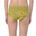 Flower Floral Yellow Sunflower Star Leaf Line Gold Mid-Waist Bikini Bottoms View2