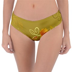 Flower Floral Yellow Sunflower Star Leaf Line Gold Reversible Classic Bikini Bottoms by Mariart