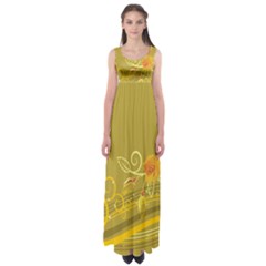 Flower Floral Yellow Sunflower Star Leaf Line Gold Empire Waist Maxi Dress