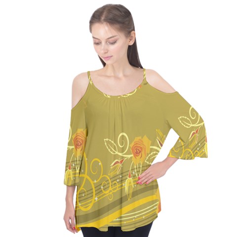 Flower Floral Yellow Sunflower Star Leaf Line Gold Flutter Tees by Mariart