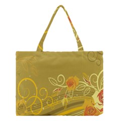 Flower Floral Yellow Sunflower Star Leaf Line Gold Medium Tote Bag by Mariart