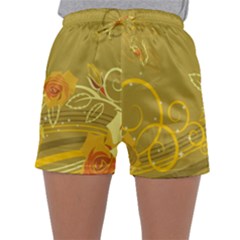 Flower Floral Yellow Sunflower Star Leaf Line Gold Sleepwear Shorts by Mariart