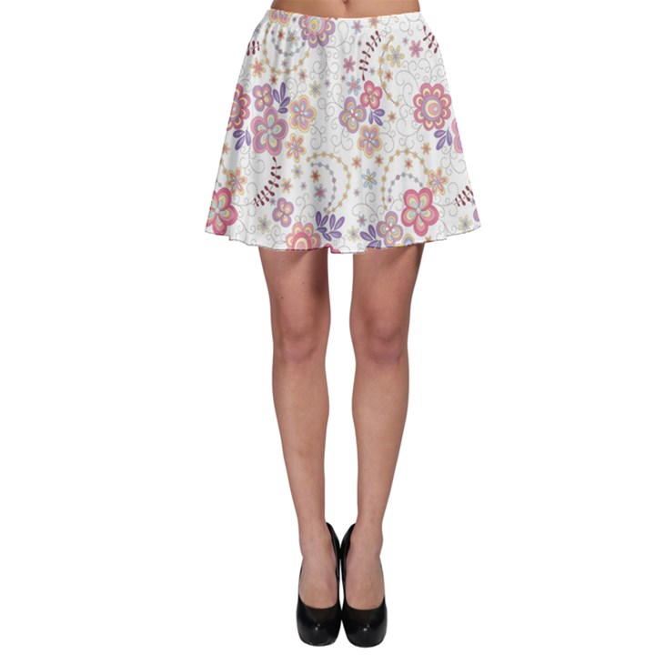 Flower Floral Sunflower Rose Purple Red Star Skater Skirt