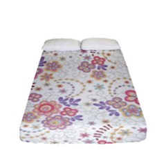 Flower Floral Sunflower Rose Purple Red Star Fitted Sheet (full/ Double Size) by Mariart