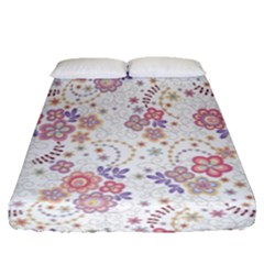 Flower Floral Sunflower Rose Purple Red Star Fitted Sheet (queen Size) by Mariart