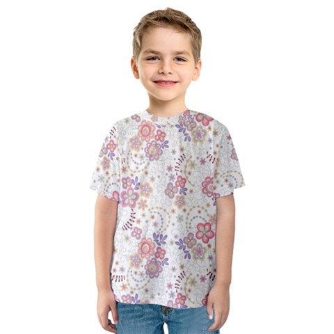 Flower Floral Sunflower Rose Purple Red Star Kids  Sport Mesh Tee by Mariart