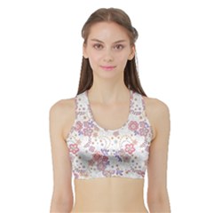 Flower Floral Sunflower Rose Purple Red Star Sports Bra With Border by Mariart