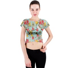 Flower Fruit Star Polka Rainbow Rose Crew Neck Crop Top by Mariart