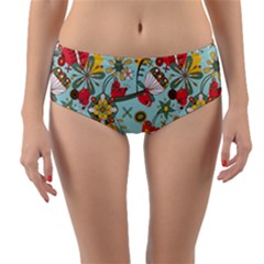 Flower Fruit Star Polka Rainbow Rose Reversible Mid-waist Bikini Bottoms