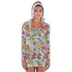 Flower Fruit Star Polka Rainbow Rose Long Sleeve Hooded T-shirt