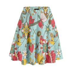 Flower Fruit Star Polka Rainbow Rose High Waist Skirt