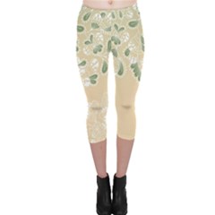 Flower Frame Green Sexy Capri Leggings  by Mariart