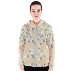 Flower Frame Green Sexy Women s Zipper Hoodie by Mariart