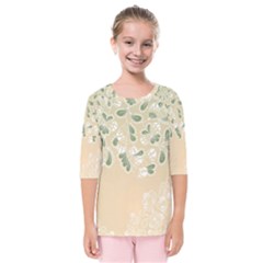 Flower Frame Green Sexy Kids  Quarter Sleeve Raglan Tee