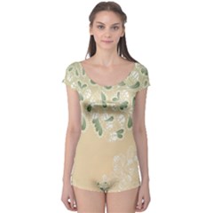 Flower Frame Green Sexy Boyleg Leotard 