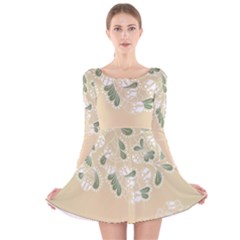 Flower Frame Green Sexy Long Sleeve Velvet Skater Dress