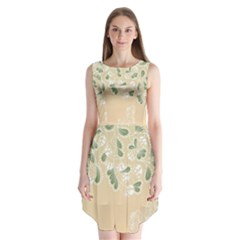 Flower Frame Green Sexy Sleeveless Chiffon Dress  