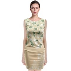 Flower Frame Green Sexy Sleeveless Velvet Midi Dress