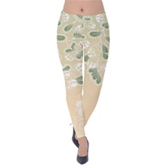 Flower Frame Green Sexy Velvet Leggings by Mariart