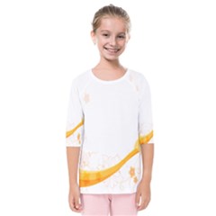 Flower Floral Yellow Sunflower Star Leaf Line Kids  Quarter Sleeve Raglan Tee