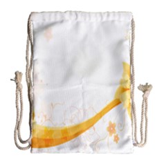 Flower Floral Yellow Sunflower Star Leaf Line Drawstring Bag (large)