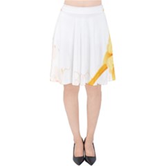 Flower Floral Yellow Sunflower Star Leaf Line Velvet High Waist Skirt