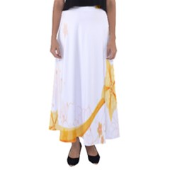 Flower Floral Yellow Sunflower Star Leaf Line Flared Maxi Skirt by Mariart