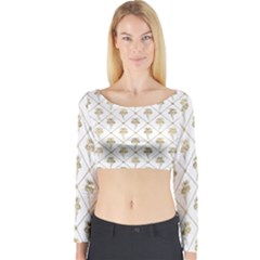 Flower Leaf Gold Long Sleeve Crop Top